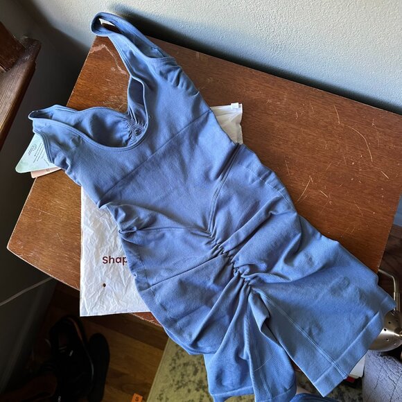 POPILUSH {NWT} The Shapewear Romper | Small | dusty blue | workout jumpsuit - Picture 4 of 11